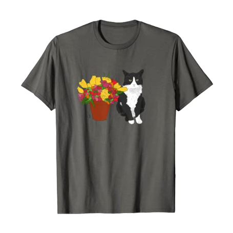 Cat with flowers tshirt