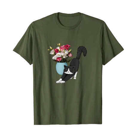 Cat with roses Tshirt